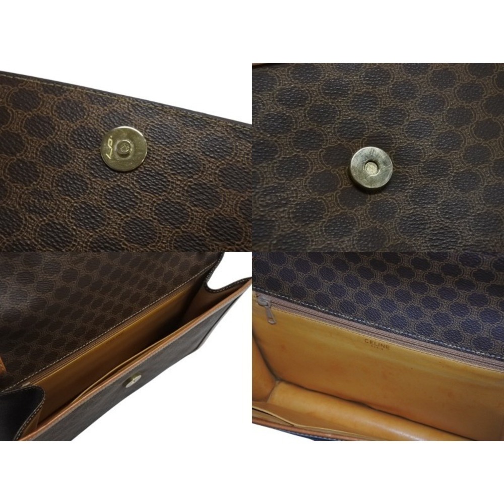 CELINE Clutch Bag Macadam Brown Leather - Picture 8 of 9